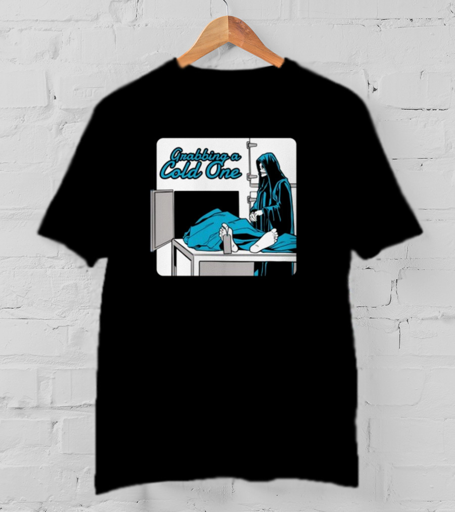 Grabbing A Cold One Grim Reaper With Feet On Morgue Table T-Shirt