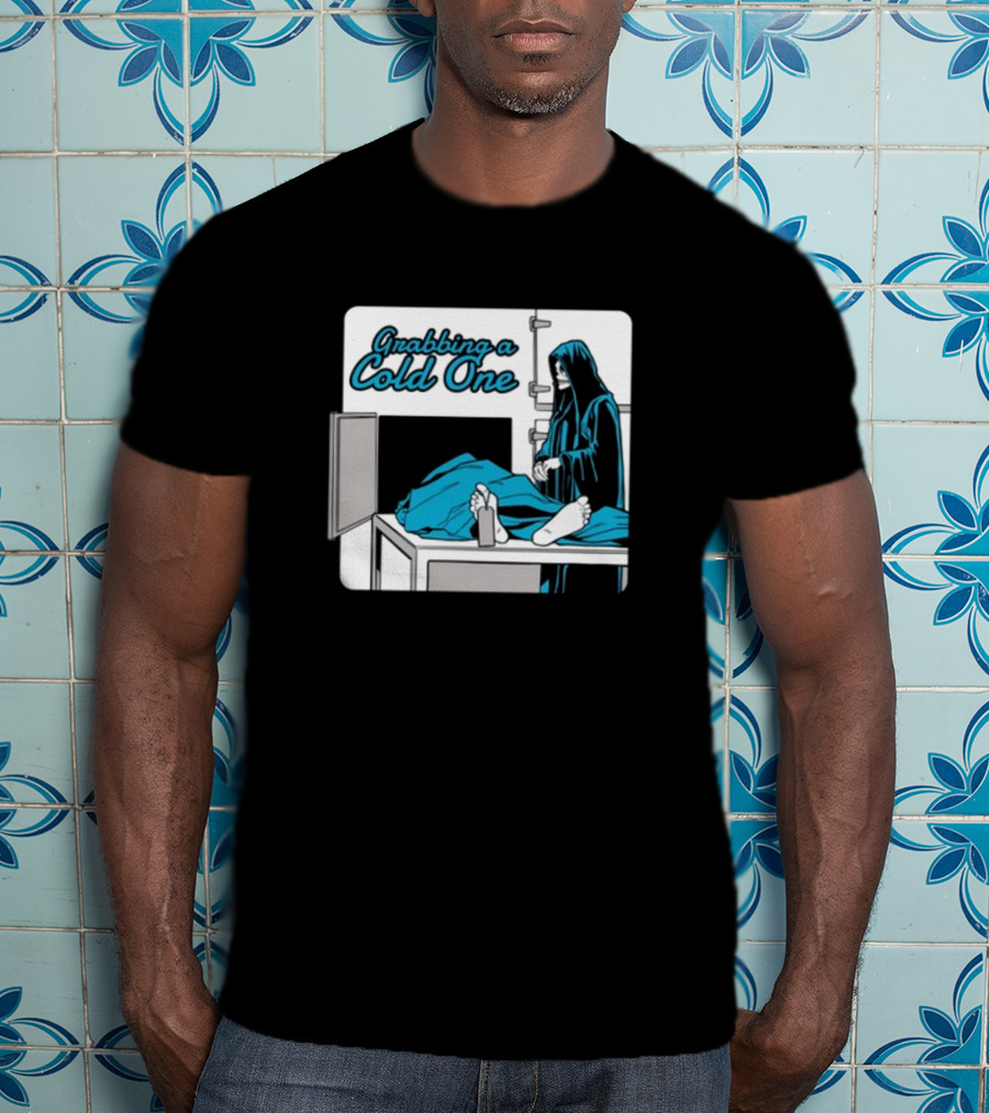 Grabbing A Cold One Grim Reaper With Feet On Morgue Table T-Shirt