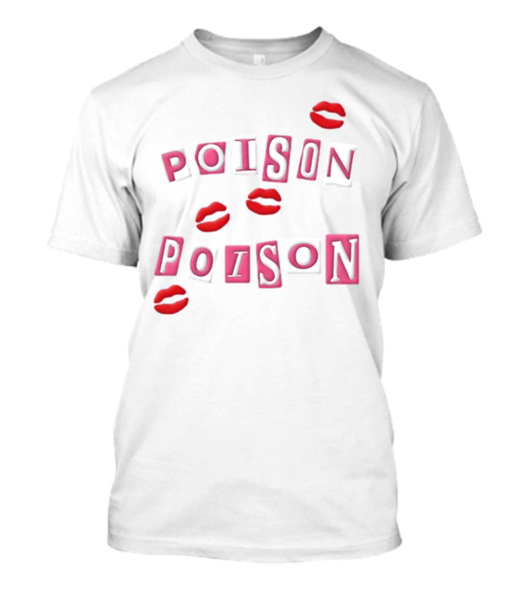 POISON POISON Red Lips Text Blocks T-Shirt