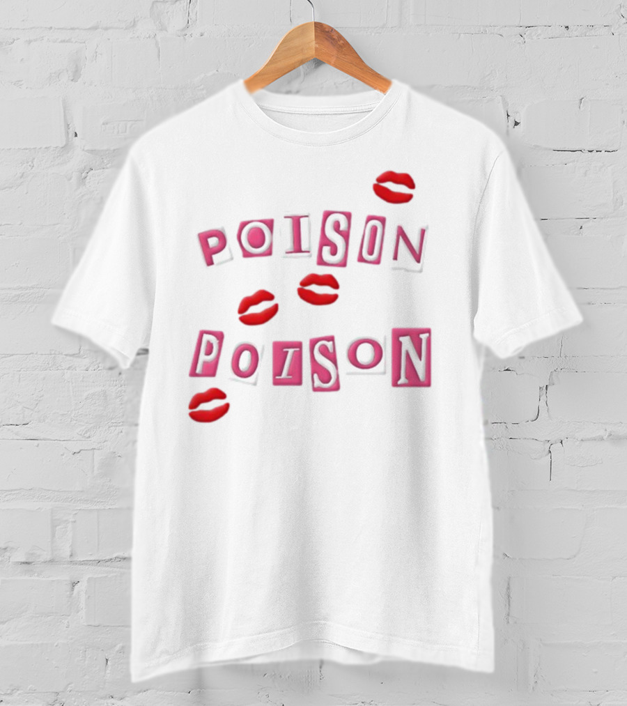 POISON POISON Red Lips Text Blocks T-Shirt