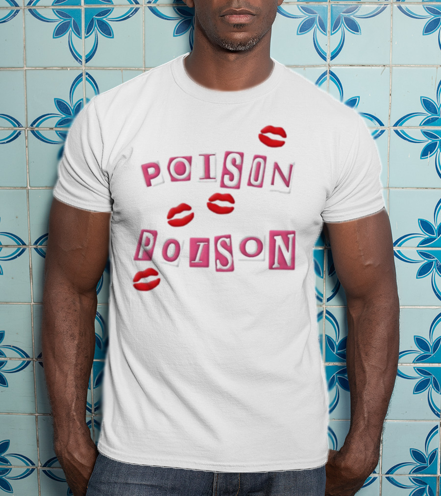 POISON POISON Red Lips Text Blocks T-Shirt