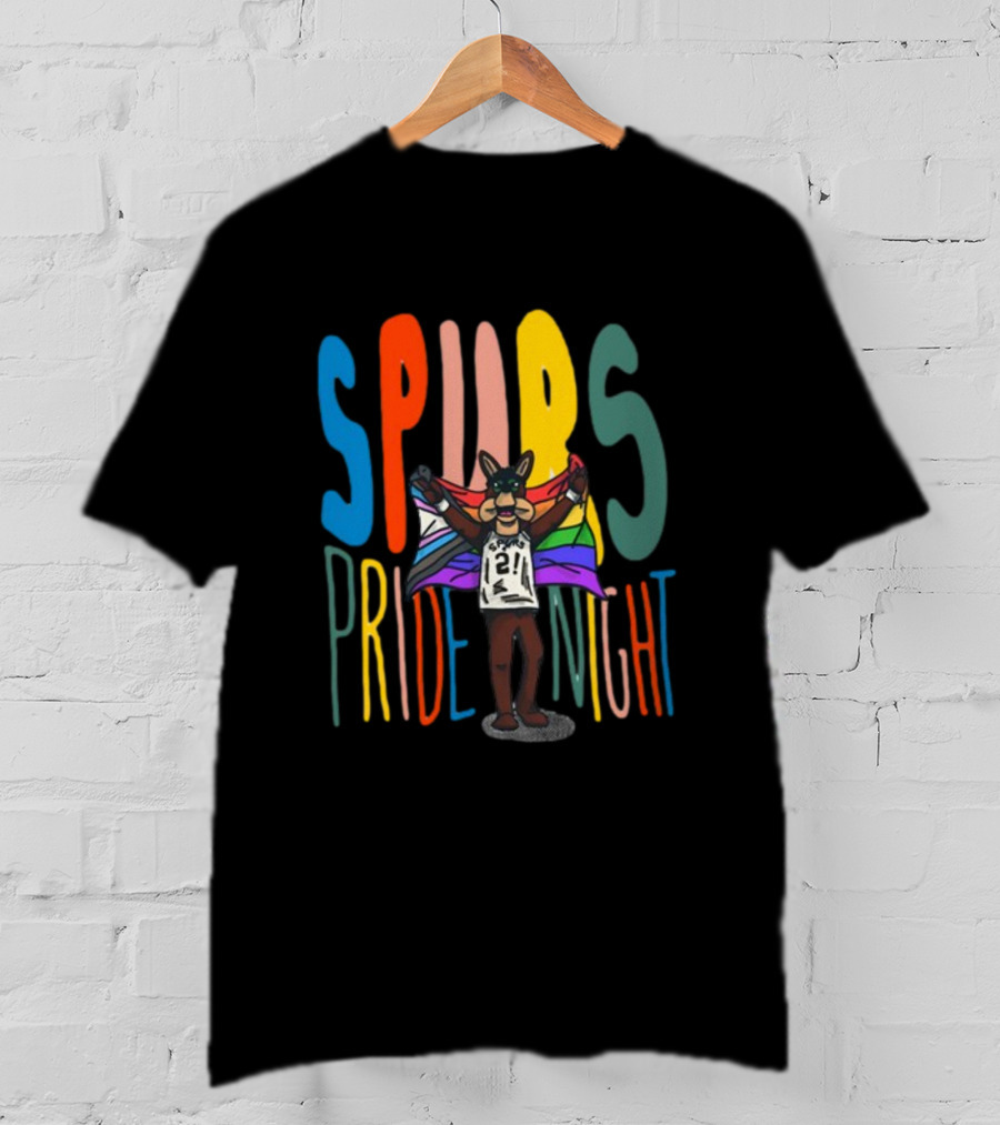 Spurs Pride Night Rainbow Flag Mascot 21 T-Shirt