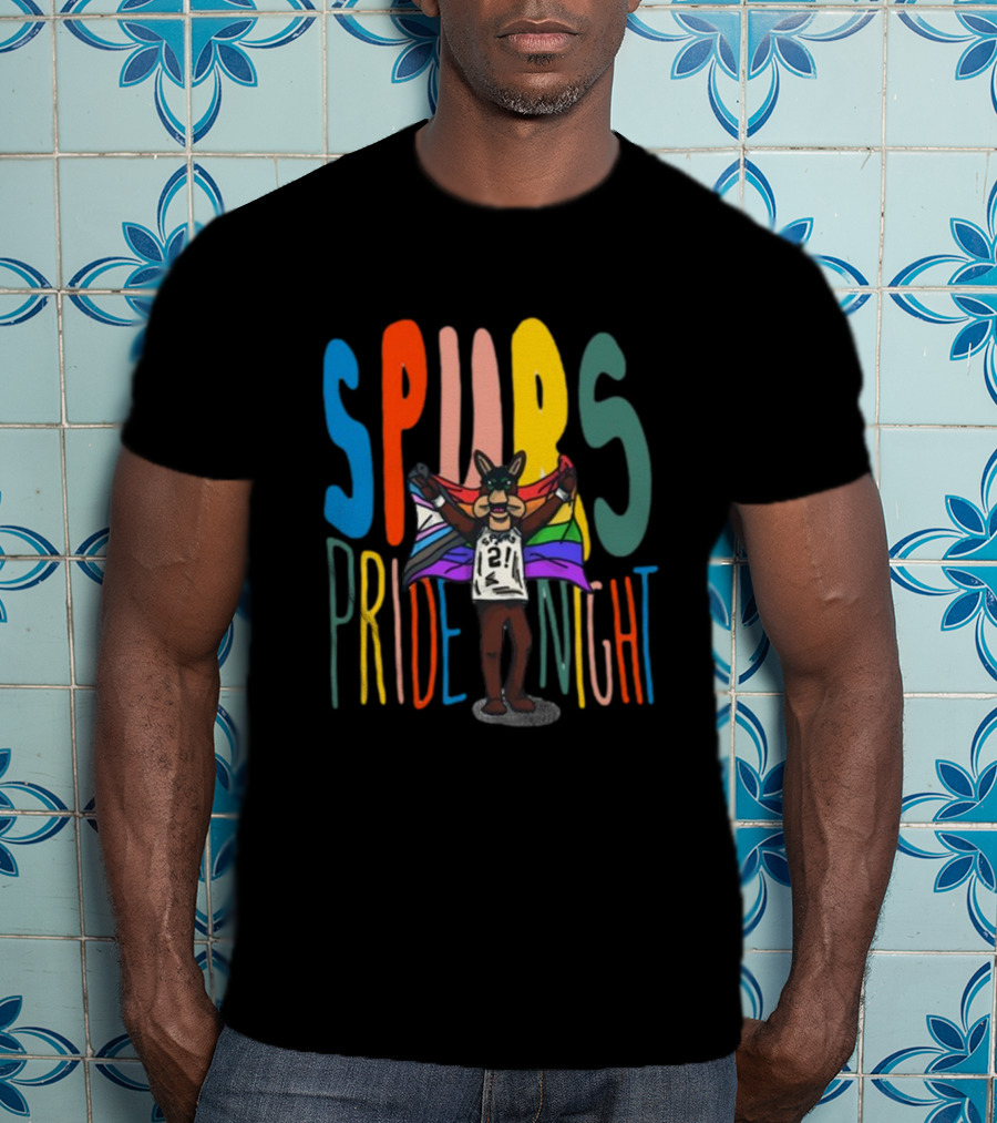 Spurs Pride Night Rainbow Flag Mascot 21 T-Shirt