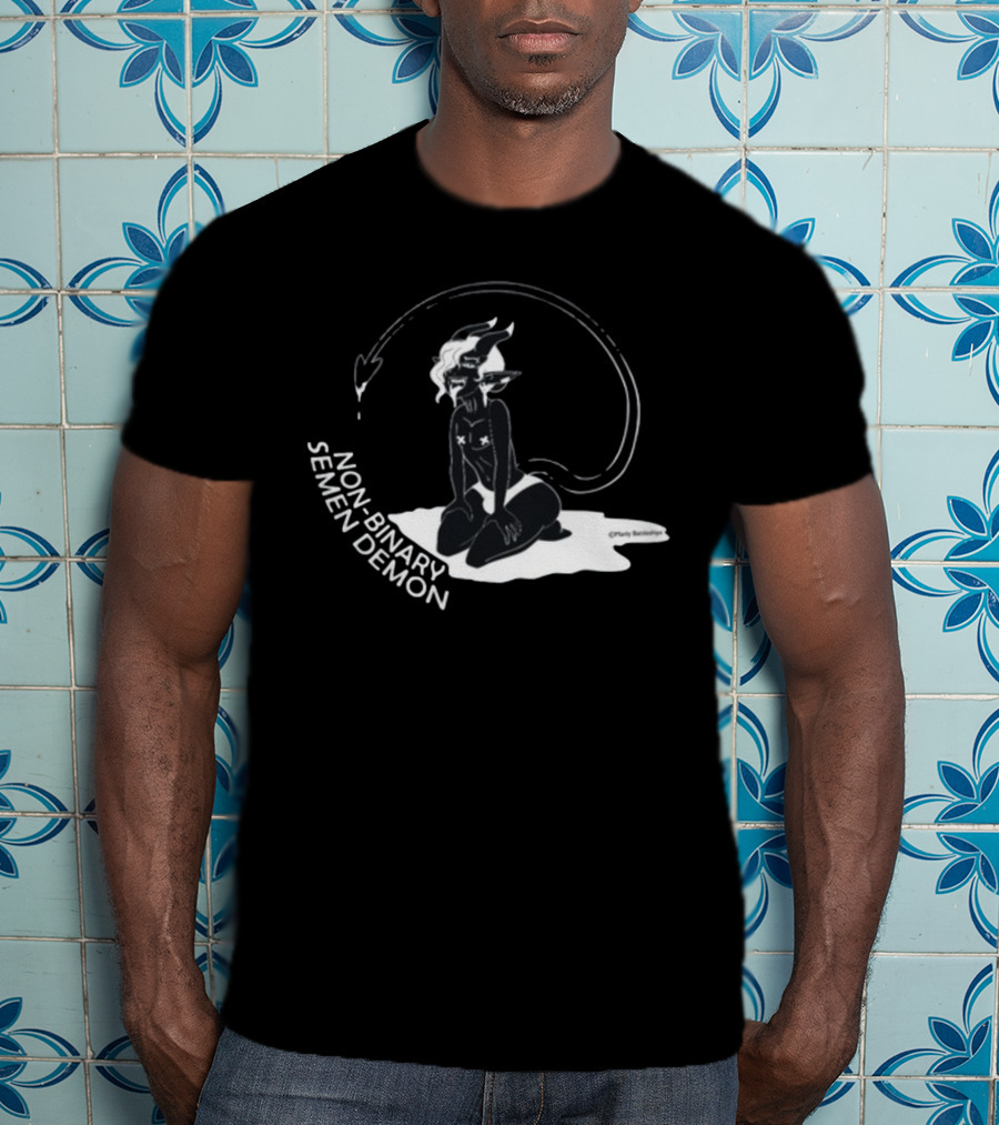 Non-Binary Semen Demon Fantasy Illustration By Party Skeletons T-Shirt