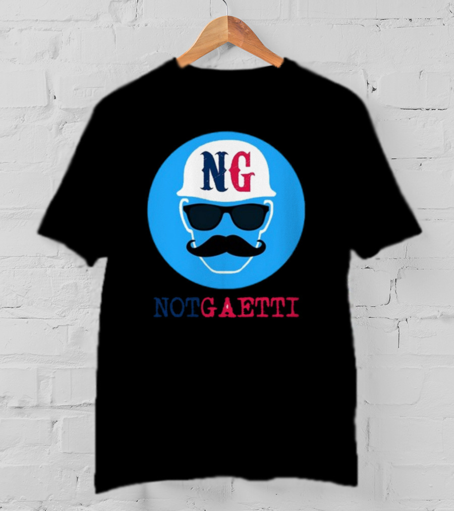 NG Not Gaetti Mustache Hat Sunglasses Blue Circle T-Shirt