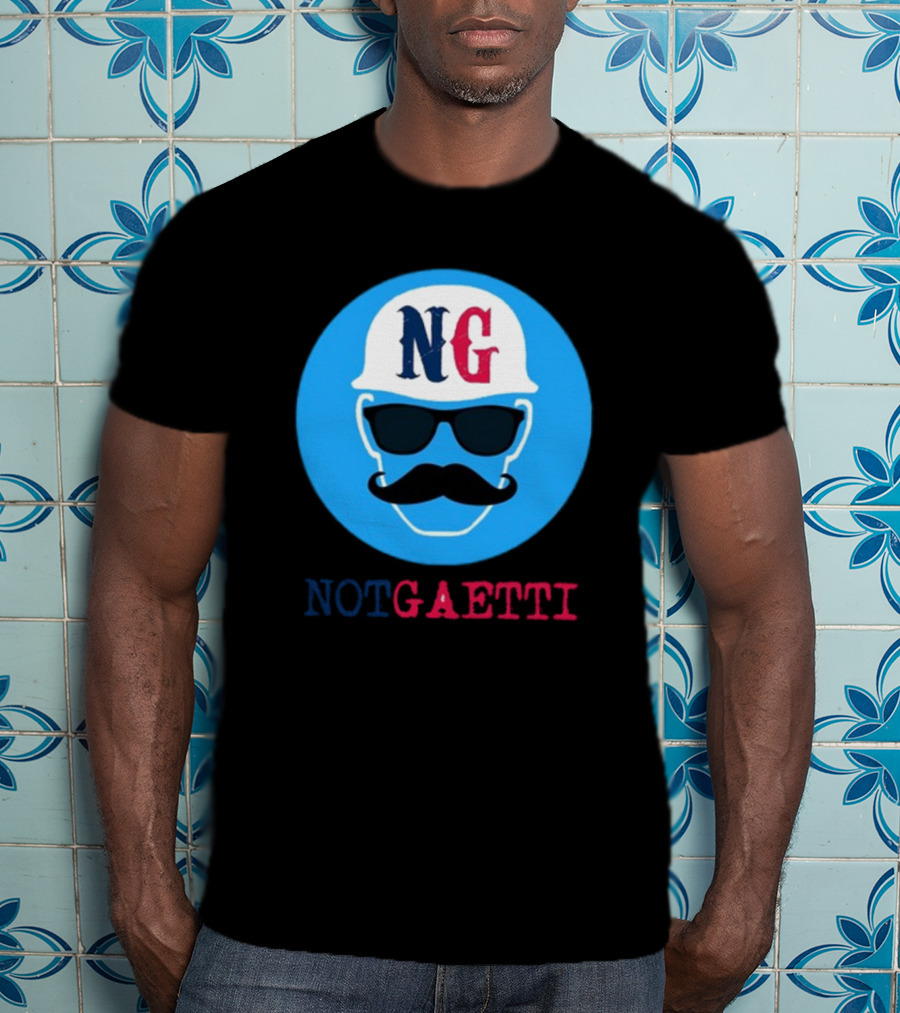 NG Not Gaetti Mustache Hat Sunglasses Blue Circle T-Shirt