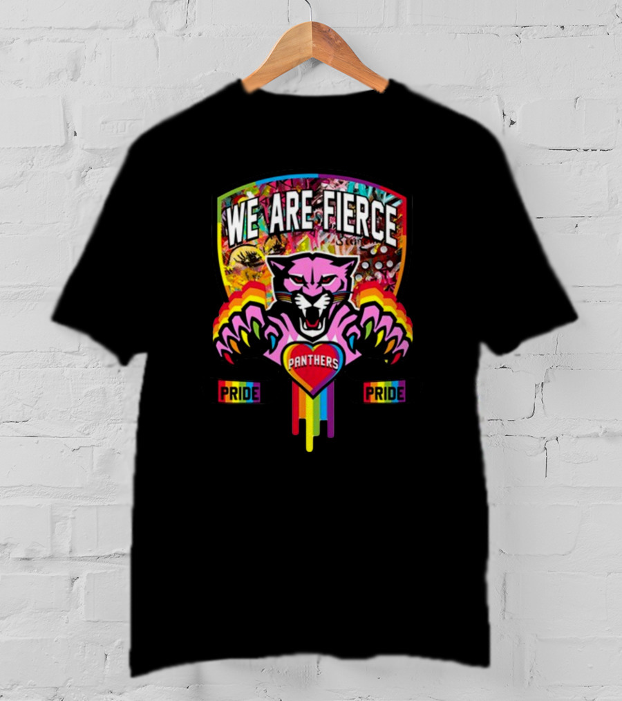 We Are Fierce Panthers Pride Colorful Rainbow Badge T-Shirt