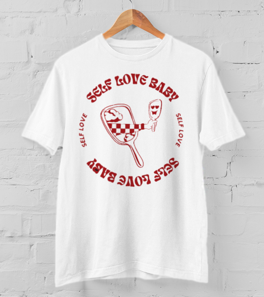 Self Love Baby Hand Mirror Reflection Checkered Arm Hearts T-Shirt