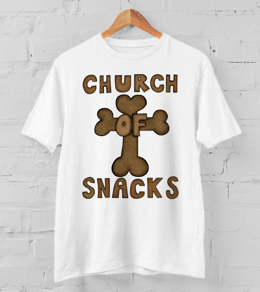 Church Of Snacks Bone Cookie Cross T-Shirt