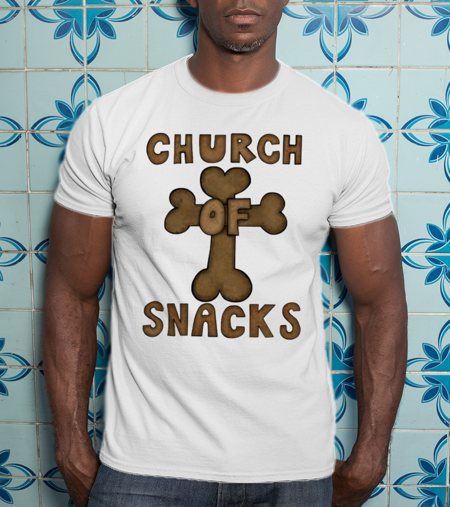 Church Of Snacks Bone Cookie Cross T-Shirt