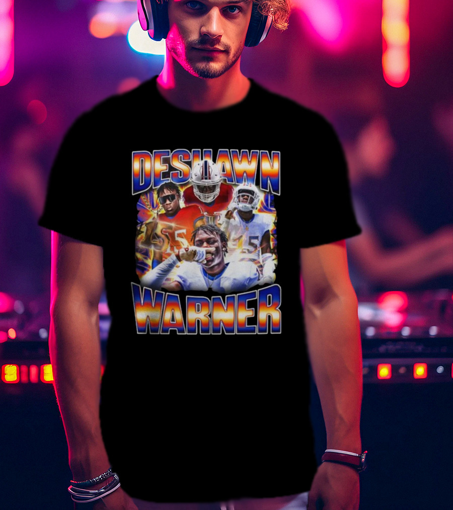 Desawn Warner Football Athletes Action Collage T-Shirt