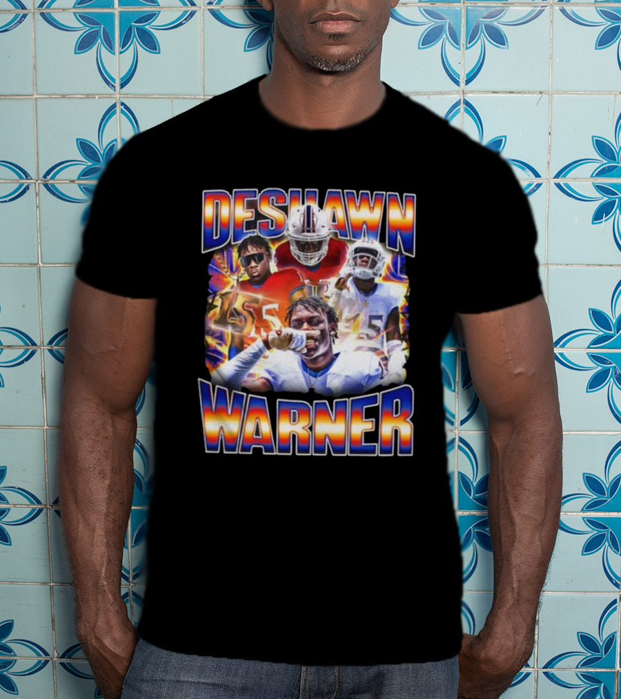 Desawn Warner Football Athletes Action Collage T-Shirt