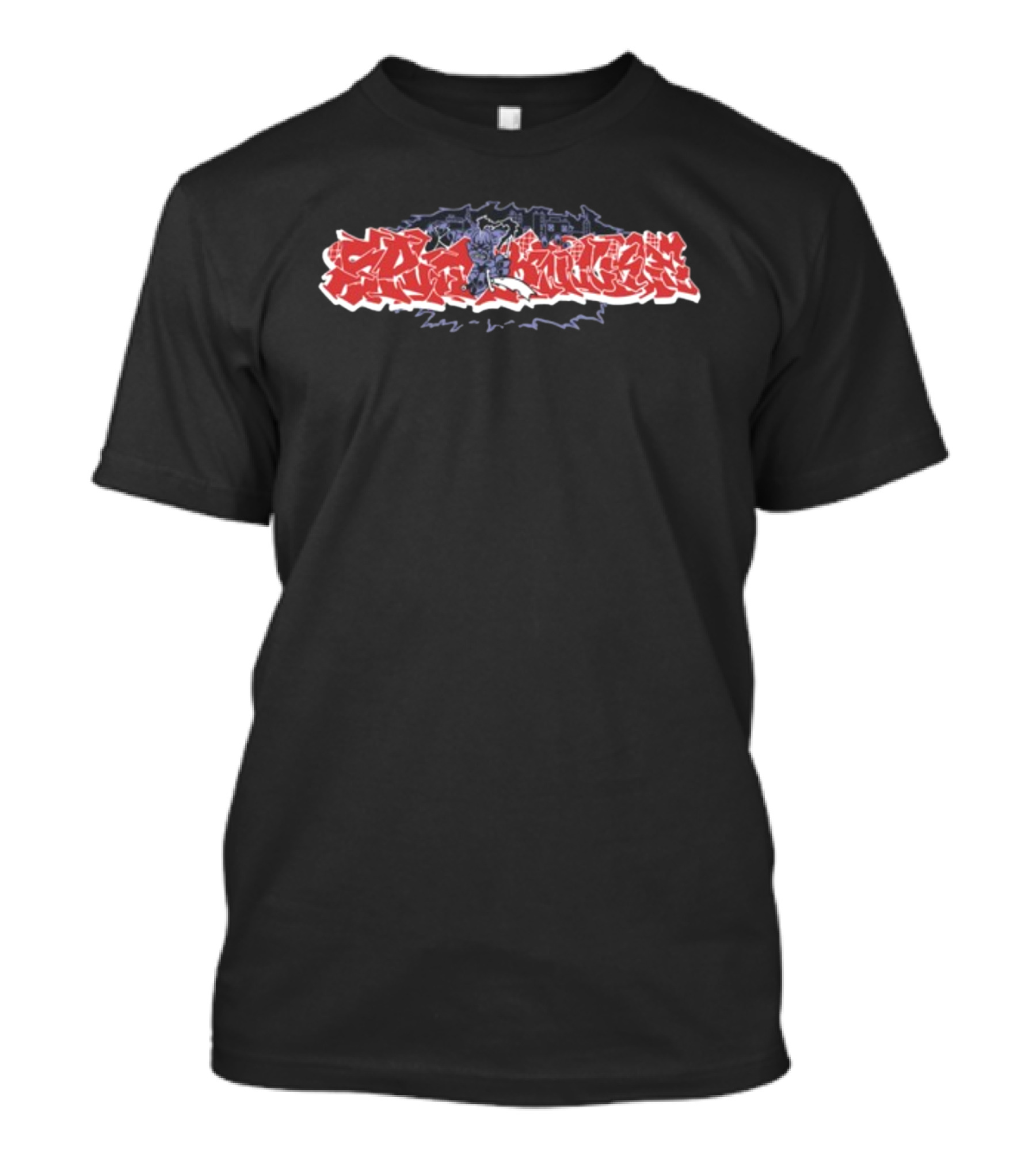 Splitknuckle Monster Red Graffiti Text With Dark Blue Creature T-Shirt