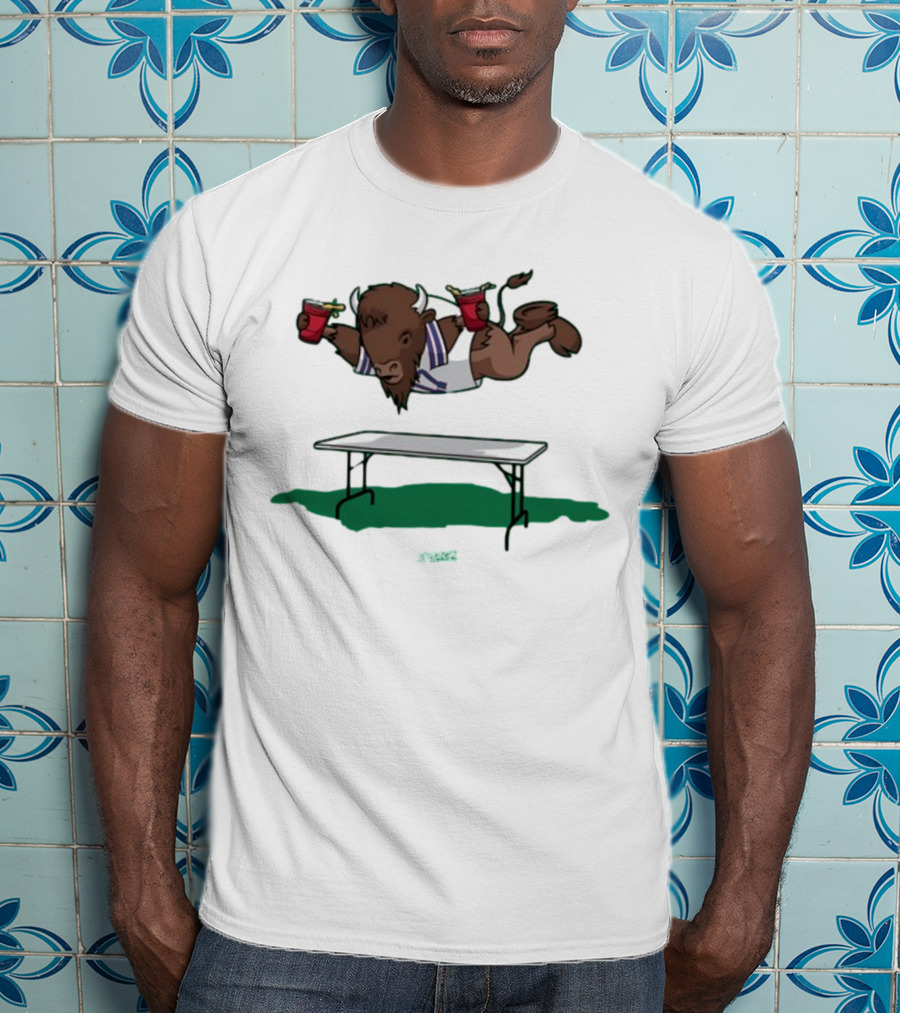 Smack Buffalo Jumping Over Table With Red Cups T-Shirt