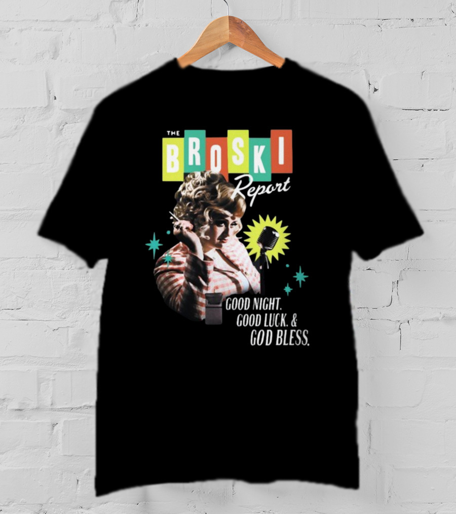 The Broski Report Good Night Good Luck God Bless Retro Style Microphone T-Shirt