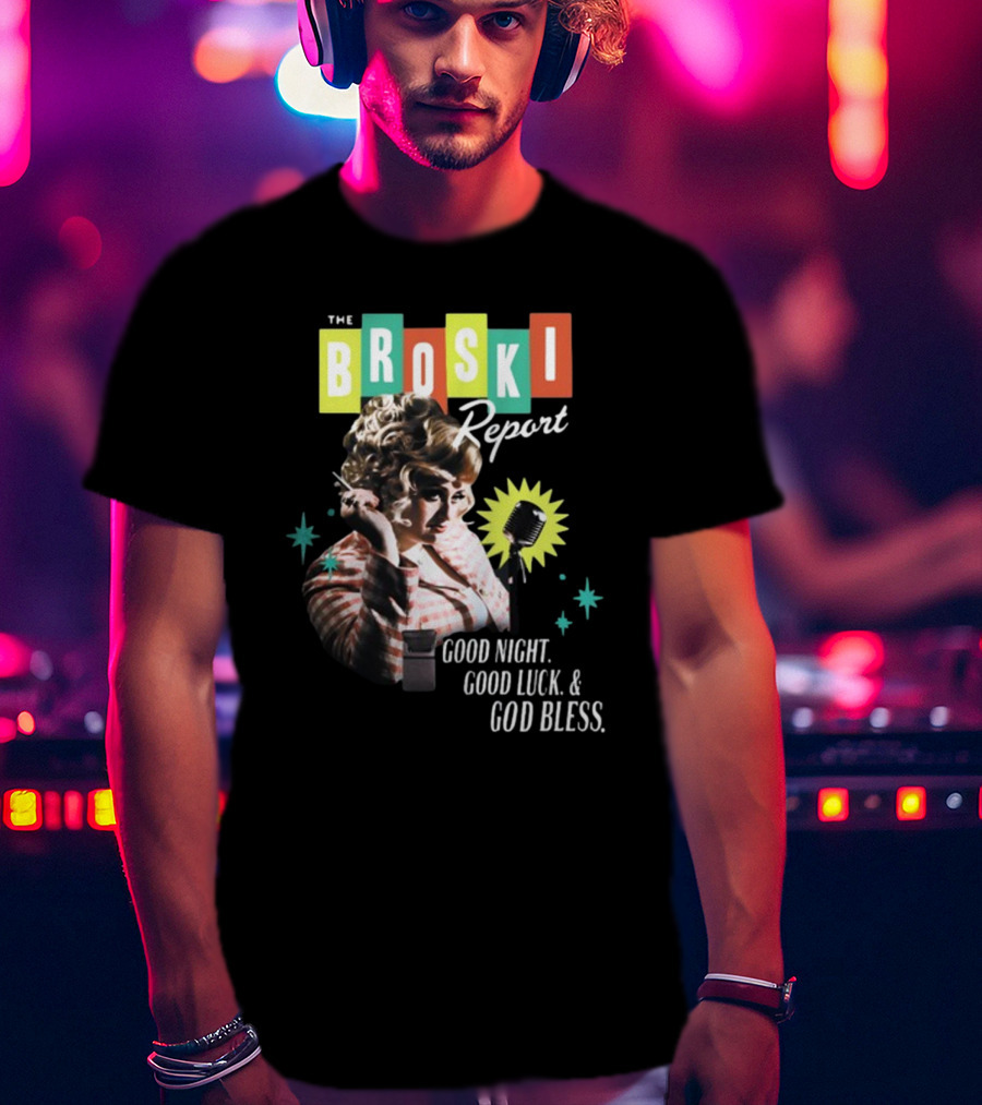 The Broski Report Good Night Good Luck God Bless Retro Style Microphone T-Shirt
