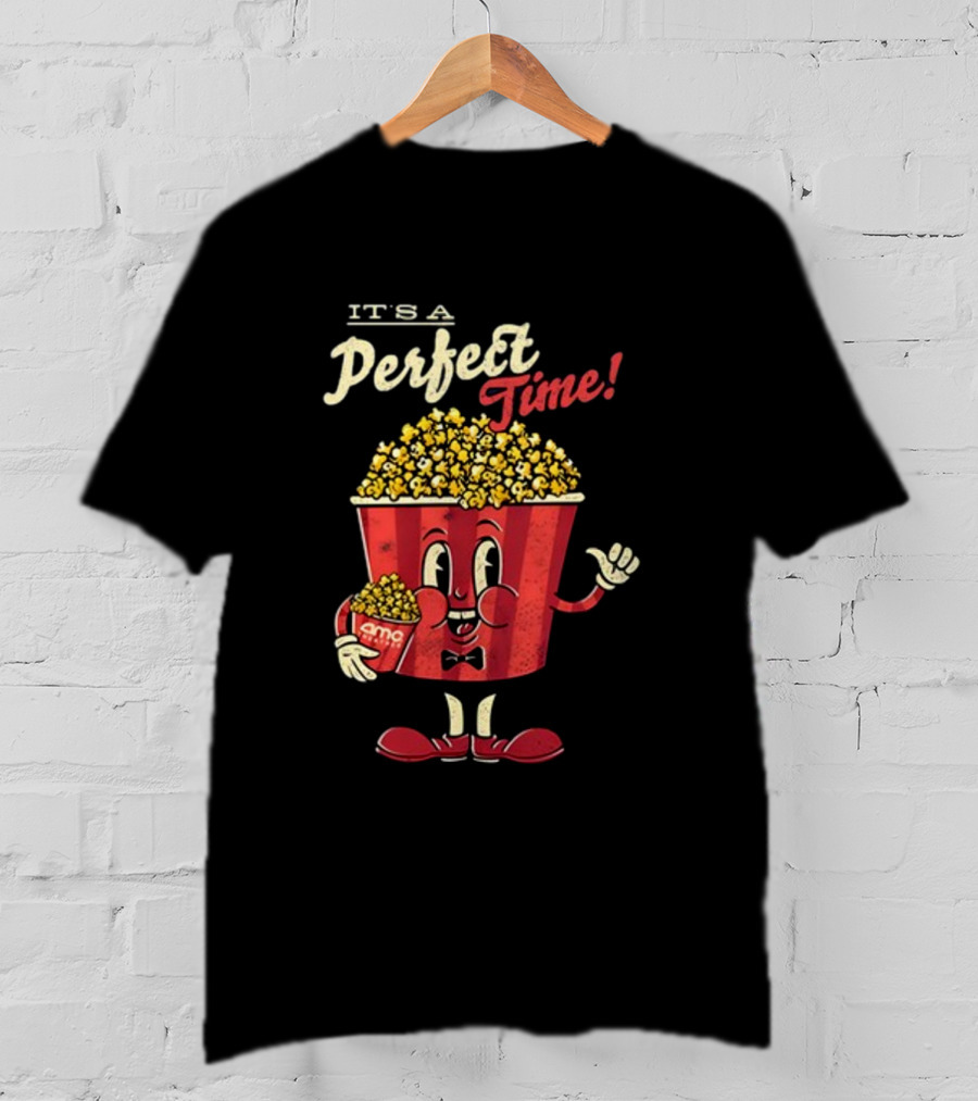 It's A Perfect Time AMC Theatres Movie Popcorn Cartoon T-Shirt