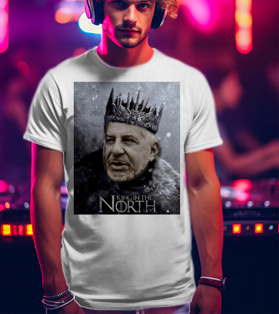 Bill Belichick King In The North Game Of Thrones Style Crown And Fur Cloak T-Shirt