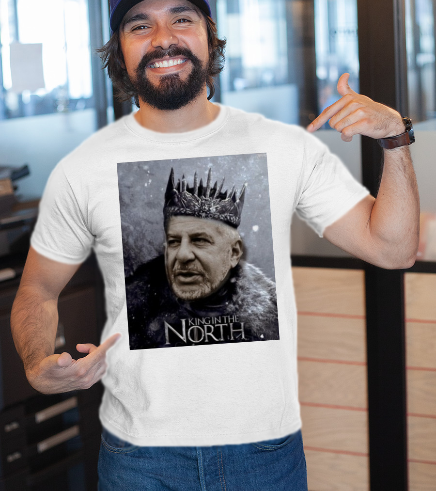 Bill Belichick King In The North Game Of Thrones Style Crown And Fur Cloak T-Shirt