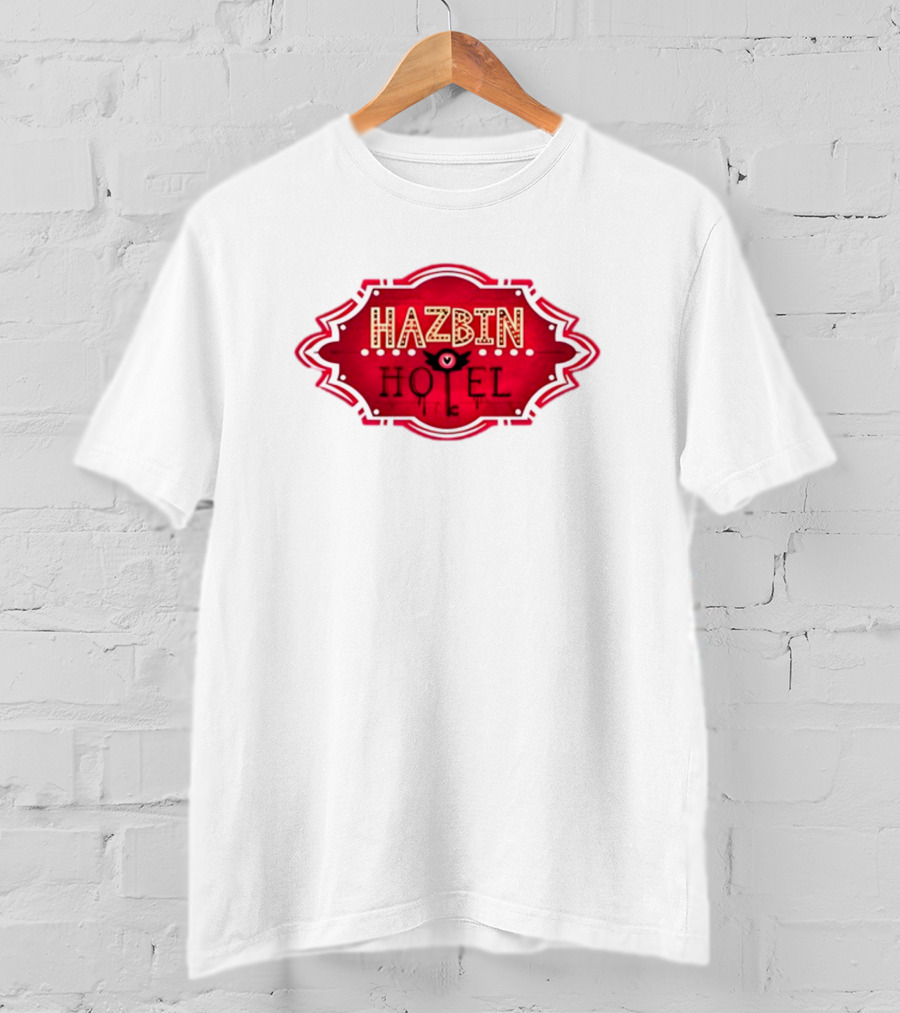 Hazbin Hotel Hazbinhotel Logo Badge With Heart And Winged Eye T-Shirt