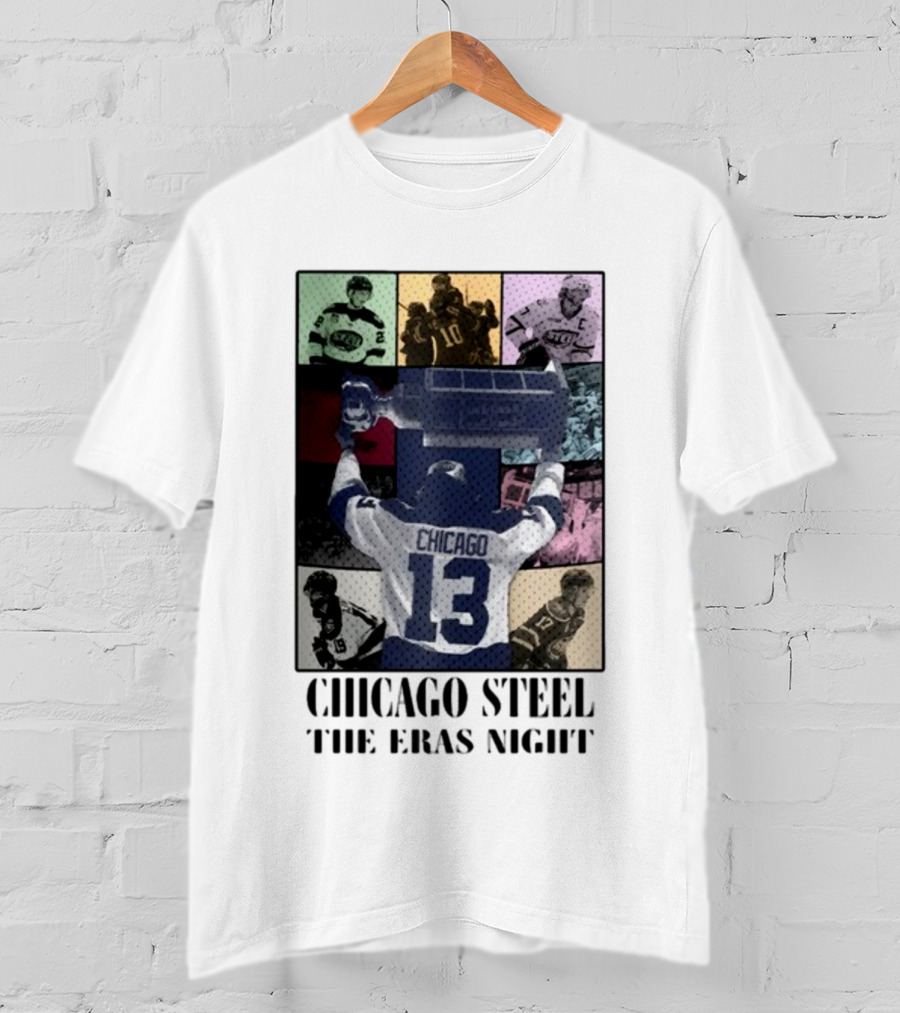 Chicago Steel The Eras Night Number 13 Hockey Collage T-Shirt