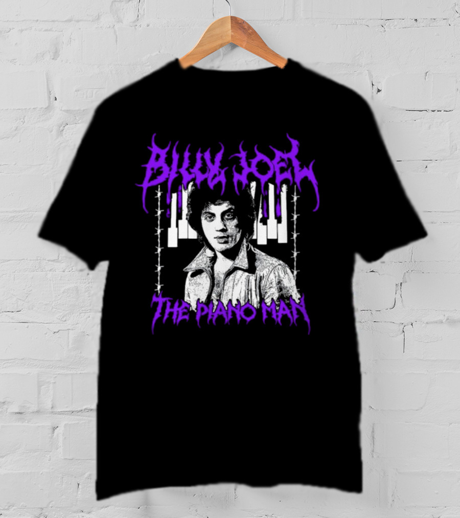 Billy Joel The Piano Man Purple Lettering Piano Keys T-Shirt