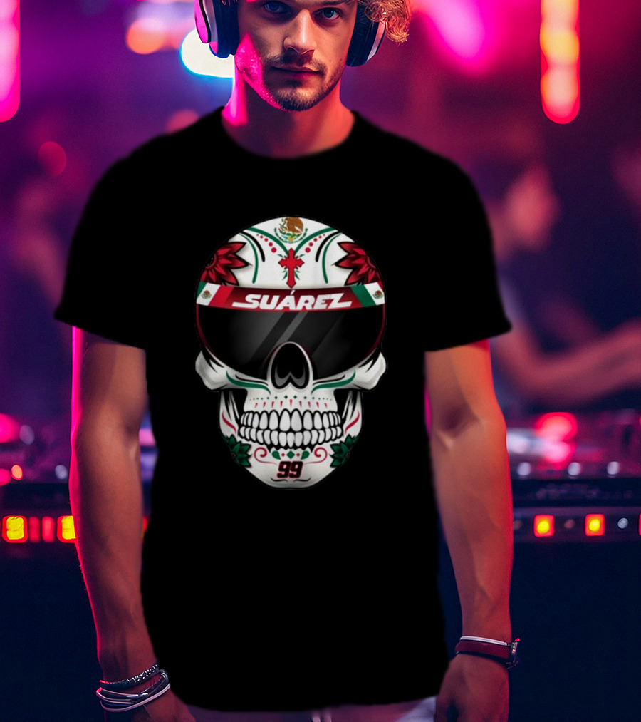 Danielsuarezracing Suárez Skull Helmet Visor 99 Mexican Flag Motif T-Shirt