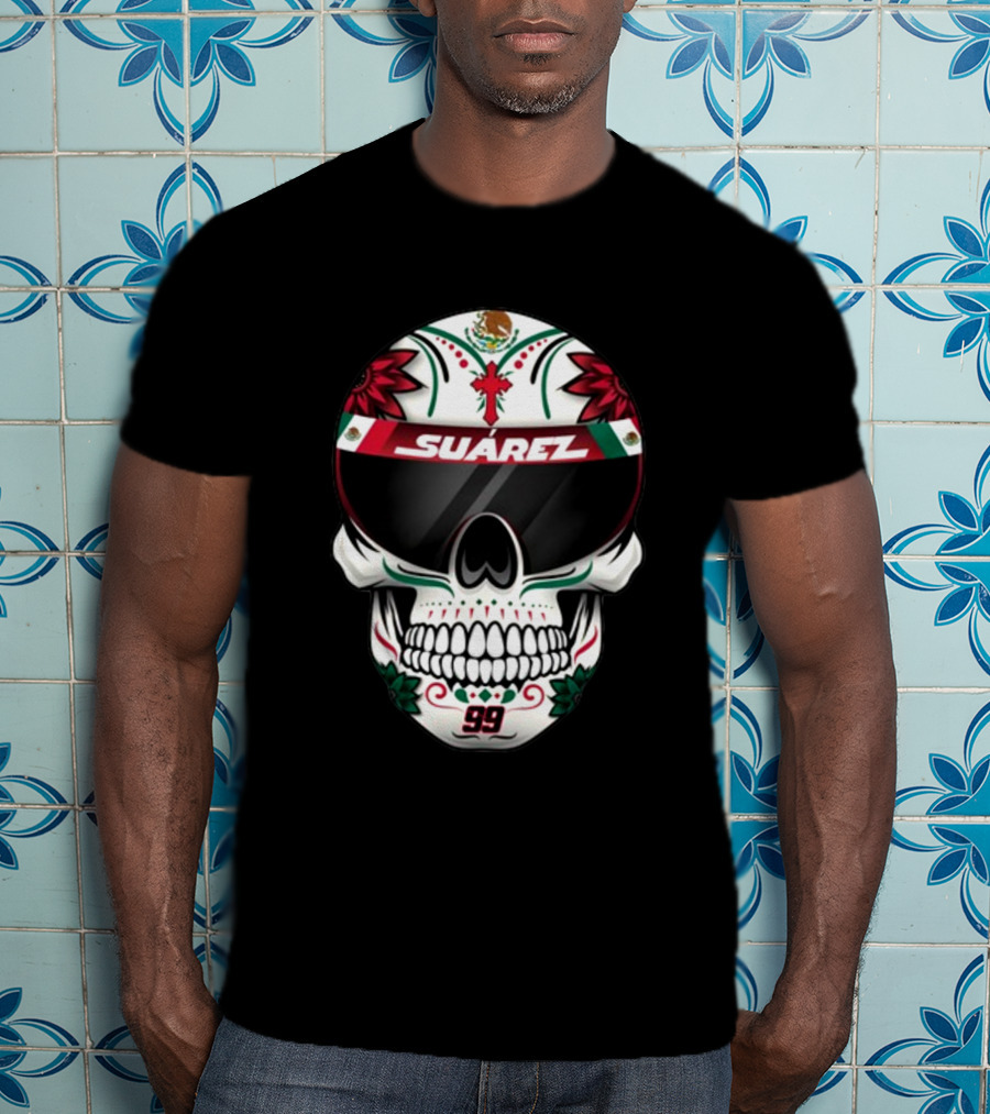 Danielsuarezracing Suárez Skull Helmet Visor 99 Mexican Flag Motif T-Shirt