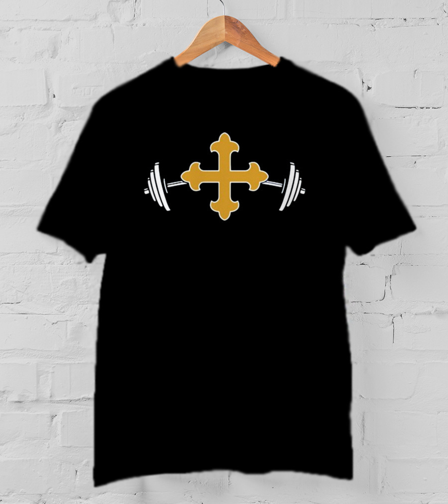 John Carroll Iron Streak Cross And Barbells T-Shirt