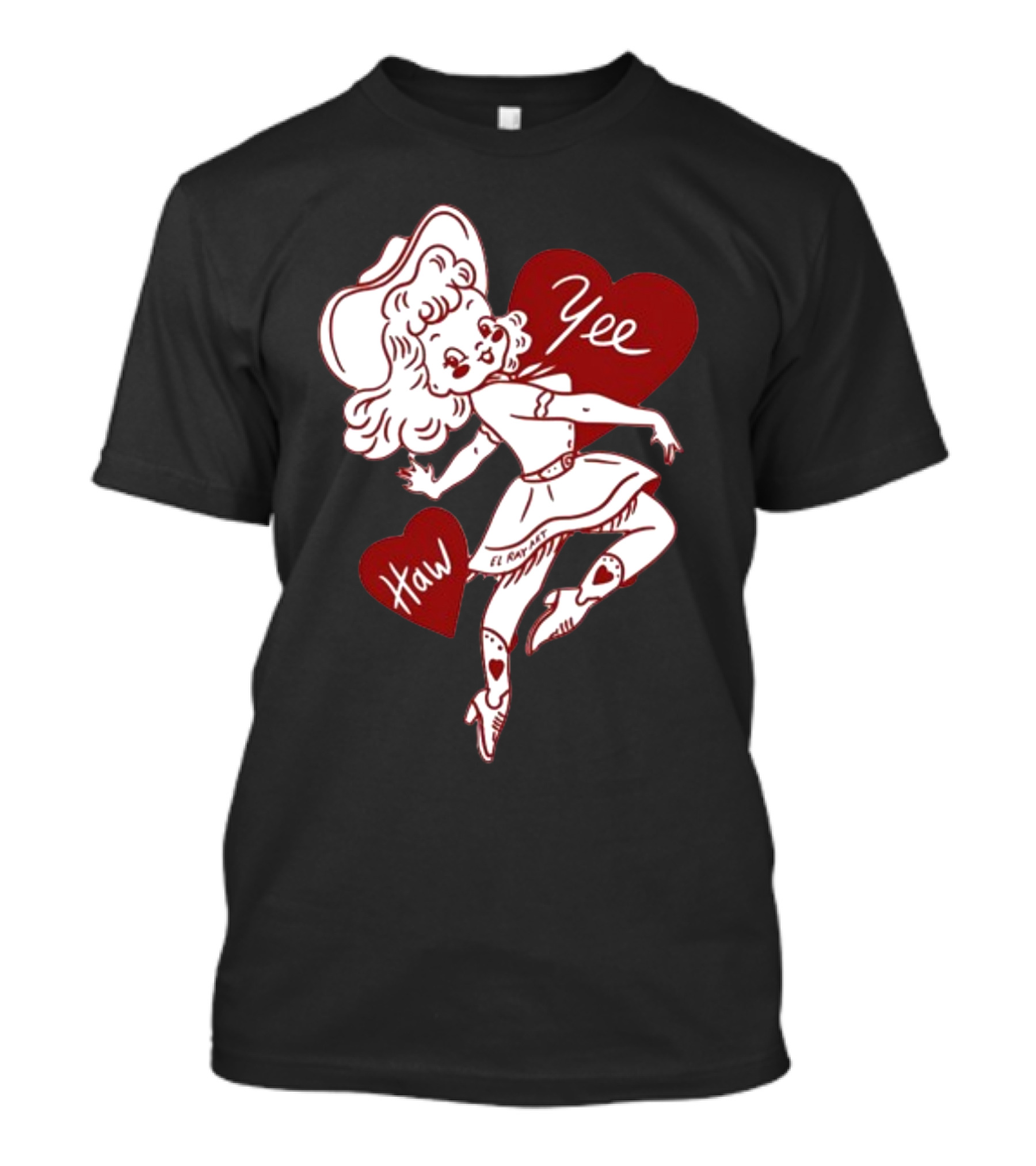 Elrayartist Yee Haw Valentines Girl With Hearts And Cowboy Hat T-Shirt