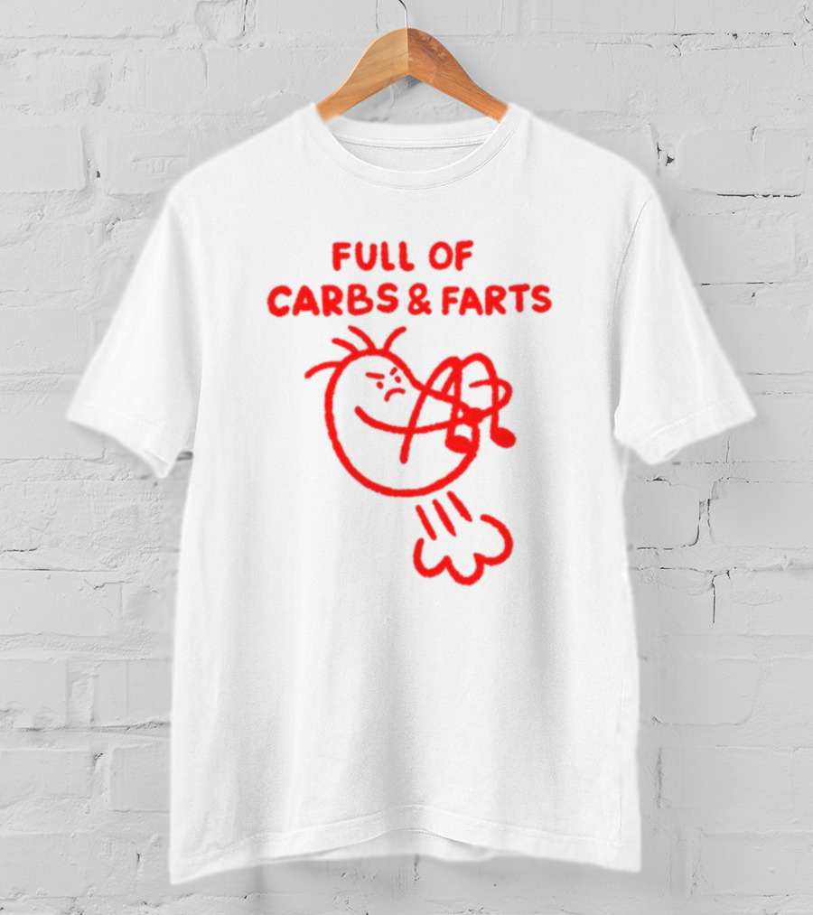 FULL OF CARBS AND FARTS Silly Cartoon Character Emitting Gas T-Shirt