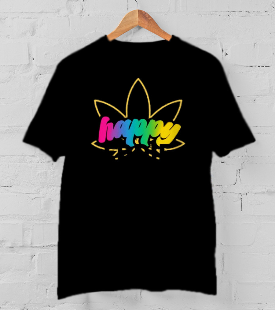 Happy Eddie Freestyle Rainbow Font Leaf T-Shirt