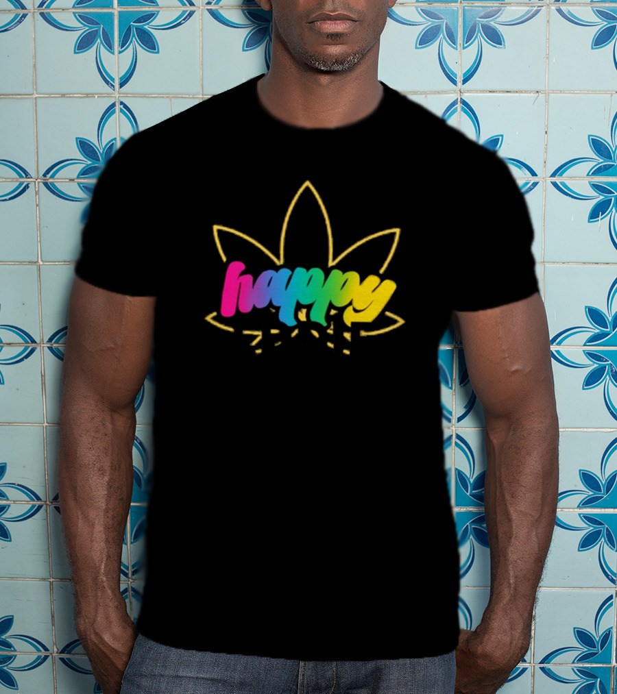 Happy Eddie Freestyle Rainbow Font Leaf T-Shirt