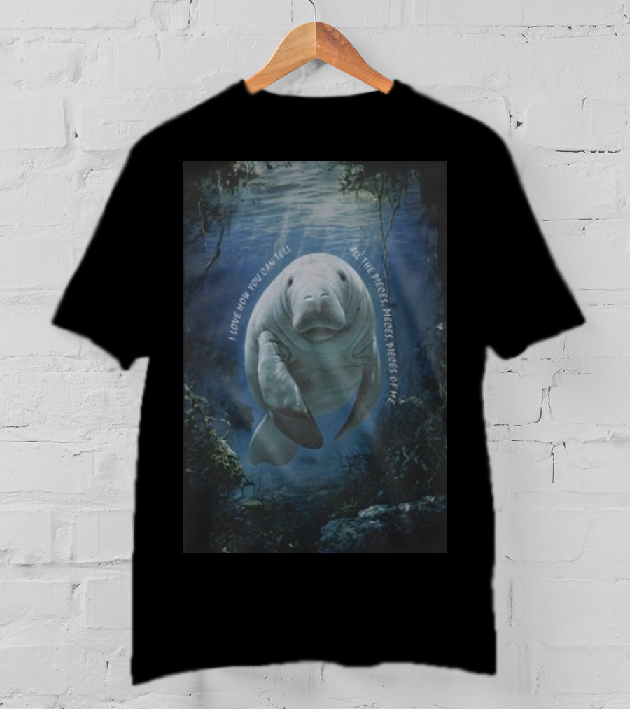 Waveygoods I Love How You Can Tell All The Pieces Pieces Pieces Of Me Manatee Ocean Scene T-Shirt