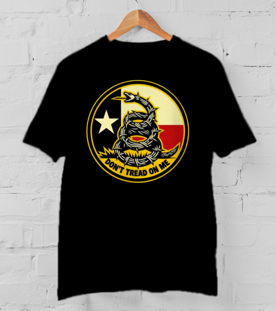 Don't Tread On Me Barbed Snake With Texas Flag Star T-Shirt
