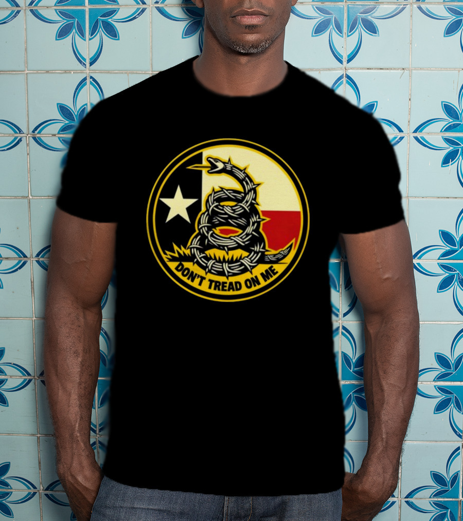 Don't Tread On Me Barbed Snake With Texas Flag Star T-Shirt