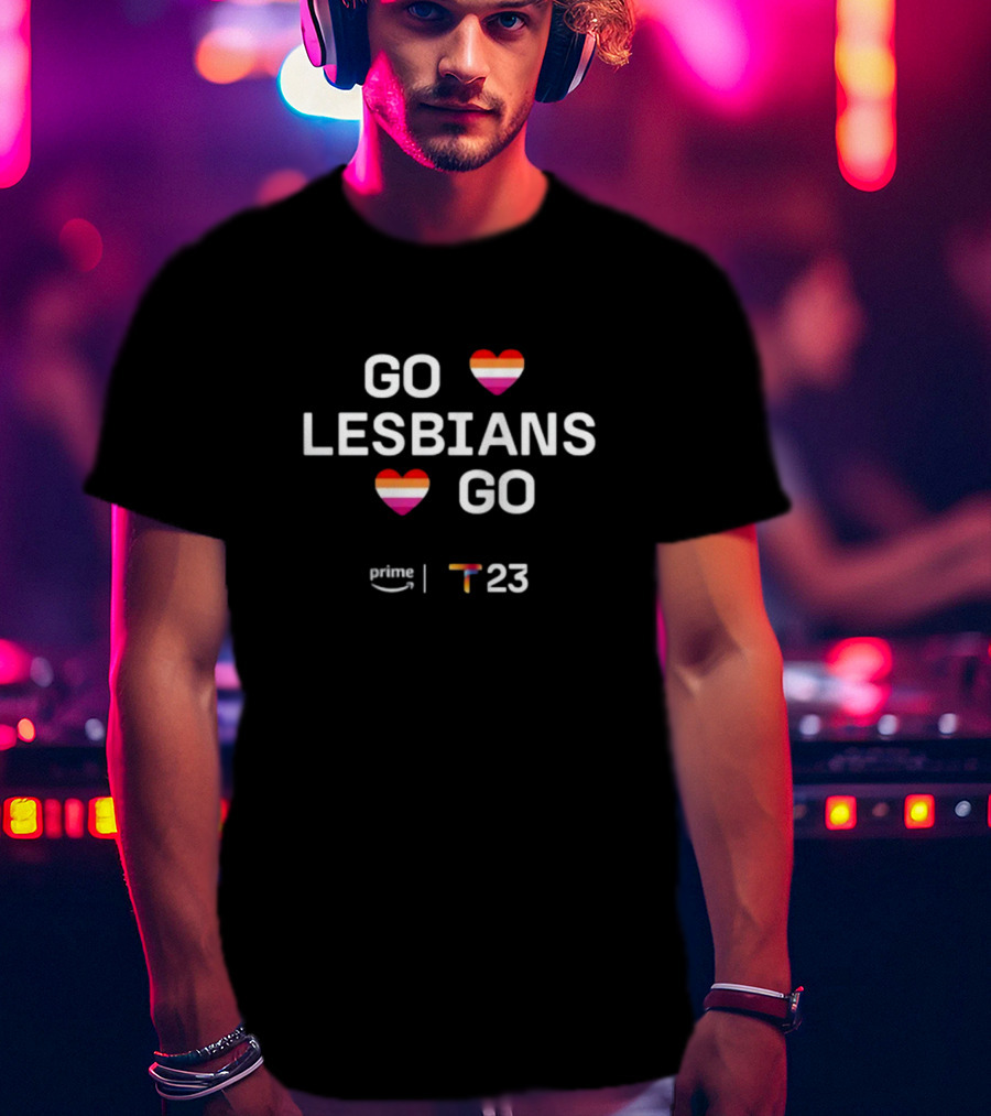 GO LESBIANS GO Heart Rainbow Prime T23 T-Shirt