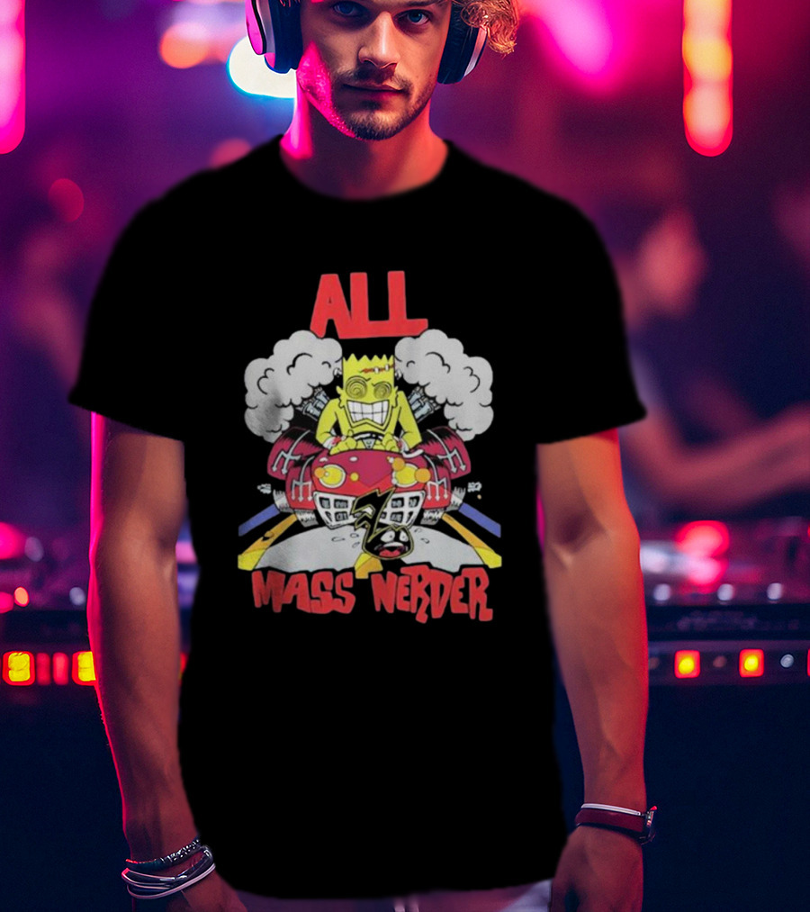 ALL Mass Nerder Cartoon Character Racing Machine T-Shirt