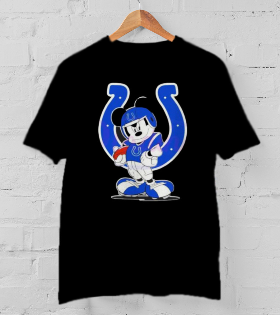 Indianapolis Colts NFL Mickey Mouse In Football Gear With Horseshoe T-Shirt