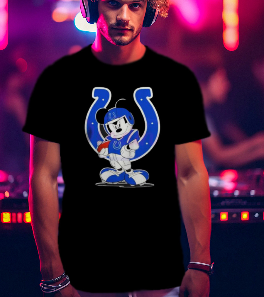Indianapolis Colts NFL Mickey Mouse In Football Gear With Horseshoe T-Shirt