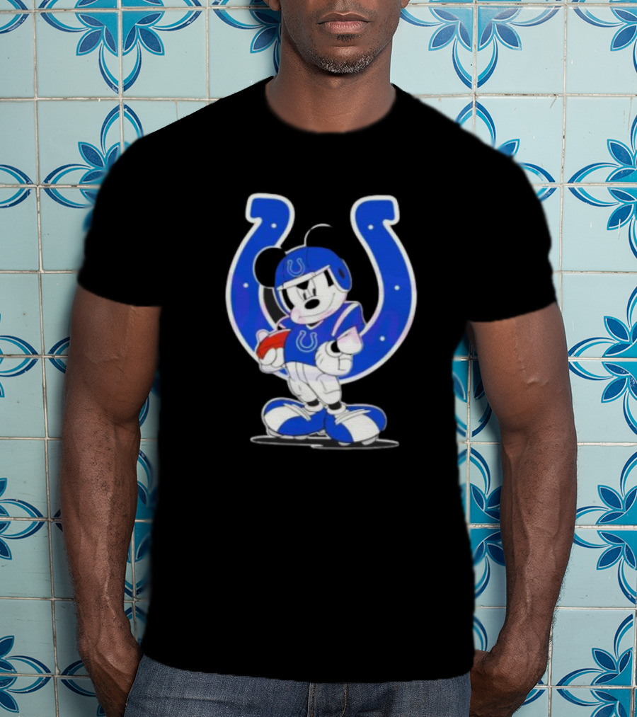 Indianapolis Colts NFL Mickey Mouse In Football Gear With Horseshoe T-Shirt