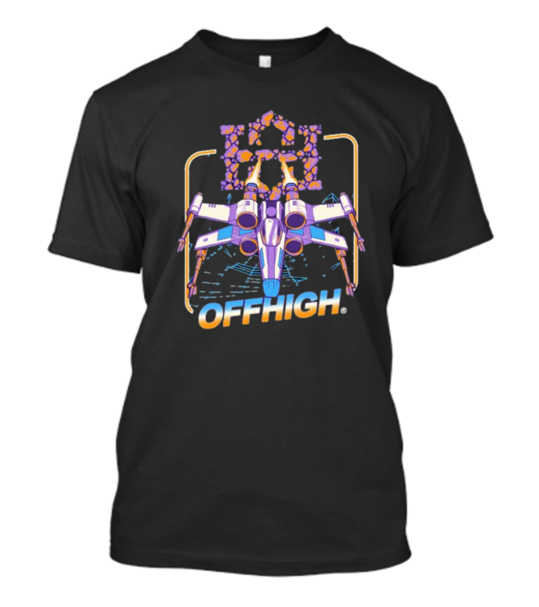 Offhigh Skywalker Spaceship Adventure Retro Neon T-Shirt