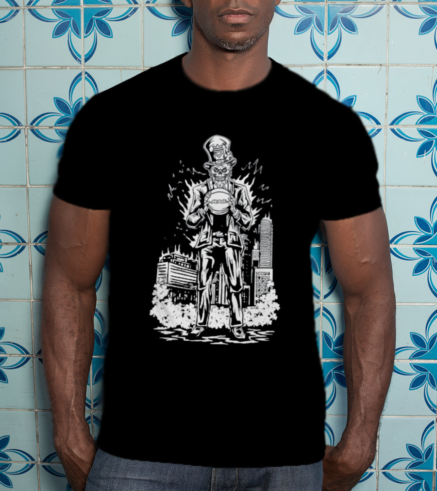 Richandlonely Prestige Boston Uncle Sam Basketball City Skyline T-Shirt