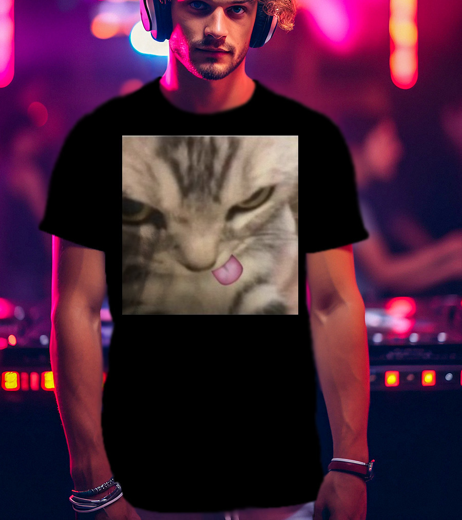 Sillyteestudio Silly Kitten Funny Cute Tongue Out Cat Meme T-Shirt