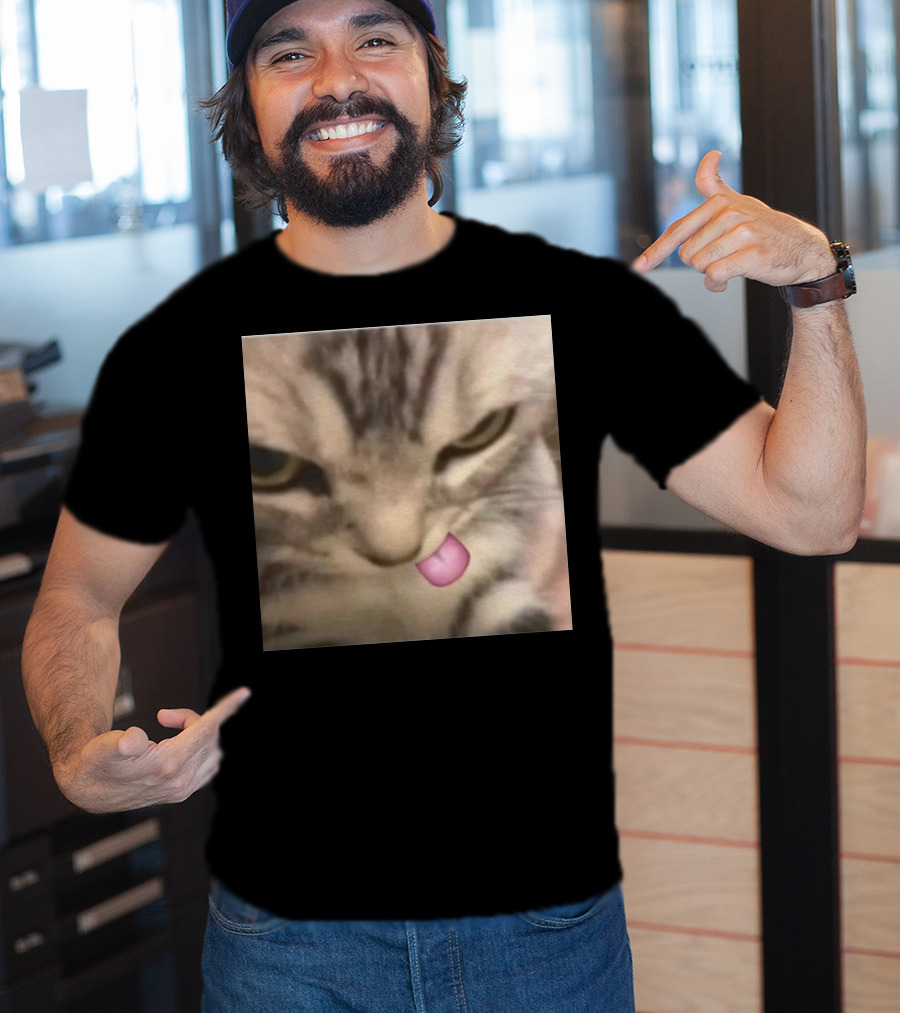 Sillyteestudio Silly Kitten Funny Cute Tongue Out Cat Meme T-Shirt