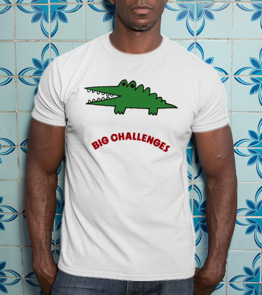Big Challenges Green Crocodile Cartoon T-Shirt