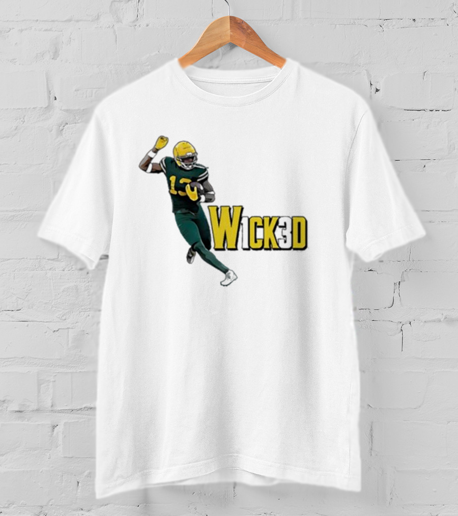 W1ck3d Football Player Yellow Helmet Green Jersey 13 T-Shirt