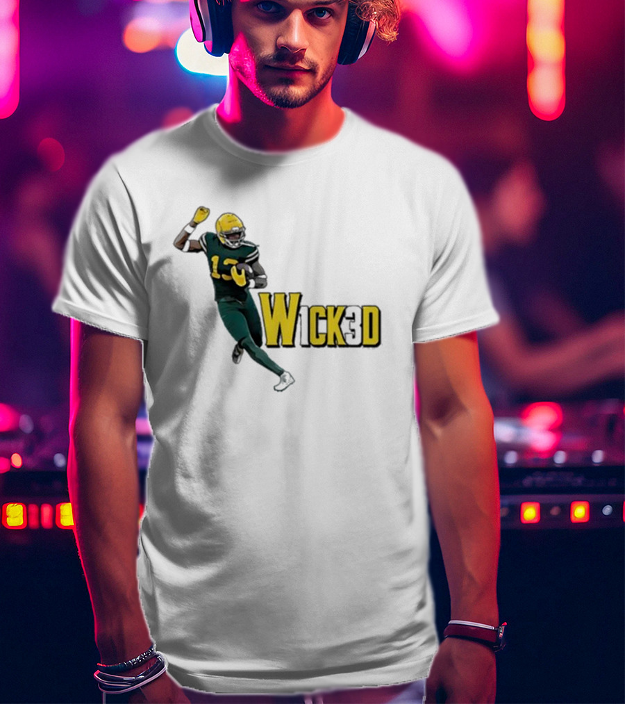 W1ck3d Football Player Yellow Helmet Green Jersey 13 T-Shirt