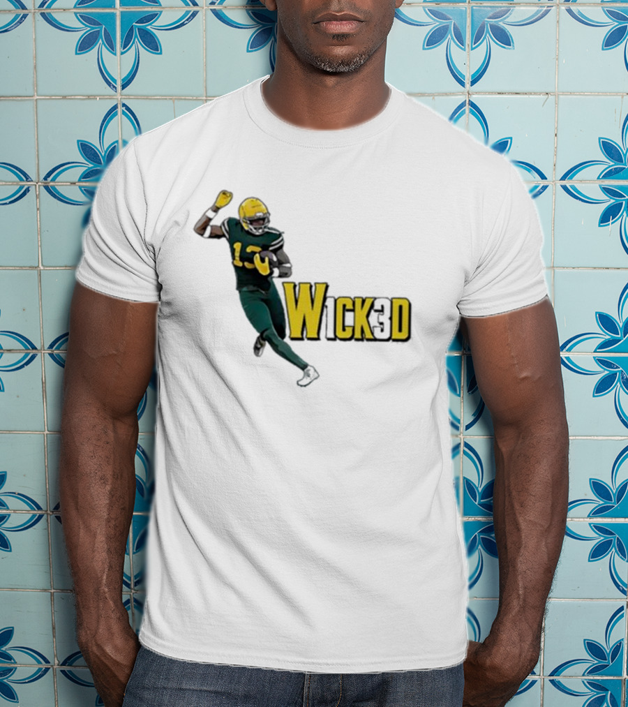W1ck3d Football Player Yellow Helmet Green Jersey 13 T-Shirt