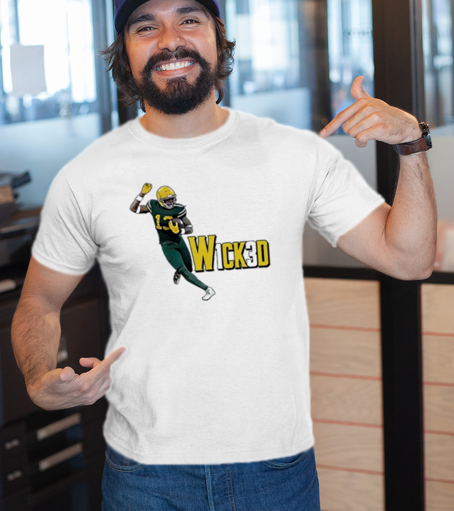 W1ck3d Football Player Yellow Helmet Green Jersey 13 T-Shirt